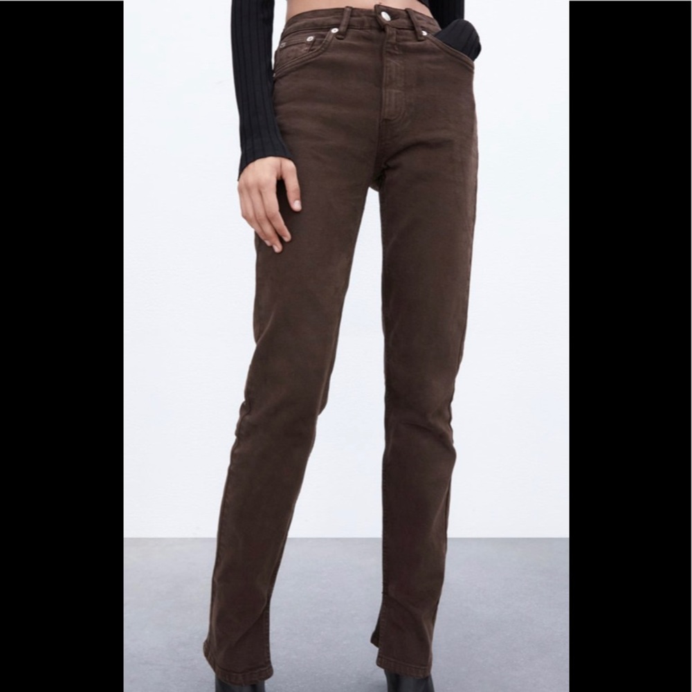brown zara jeans